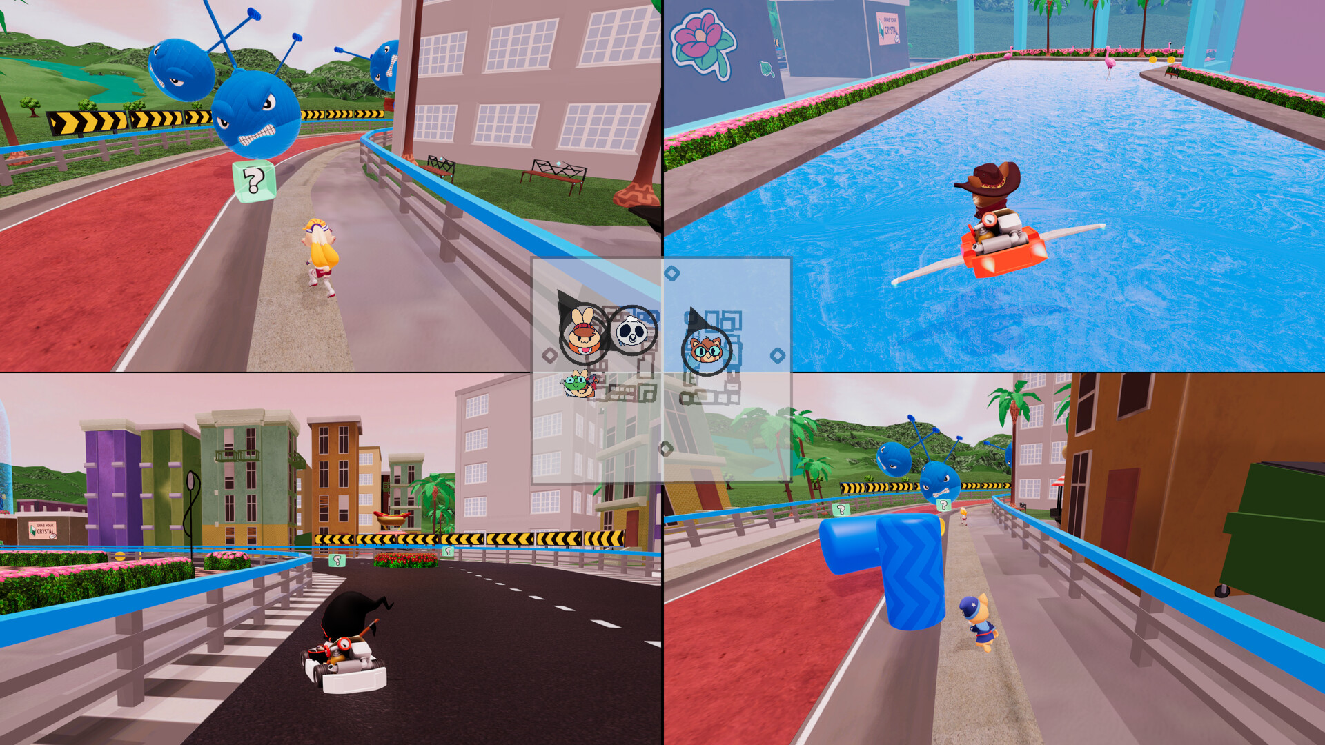 A four-player Chasers: Dash & Bash gameplay view